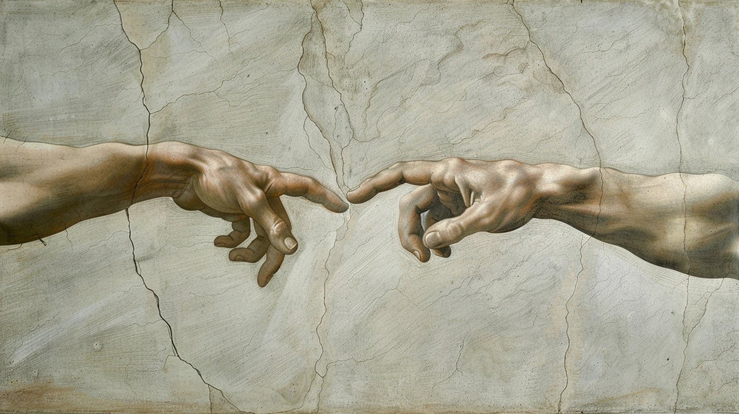 contact us, connection showing michelangelo's famous gesture in his painting the creation of Adam.